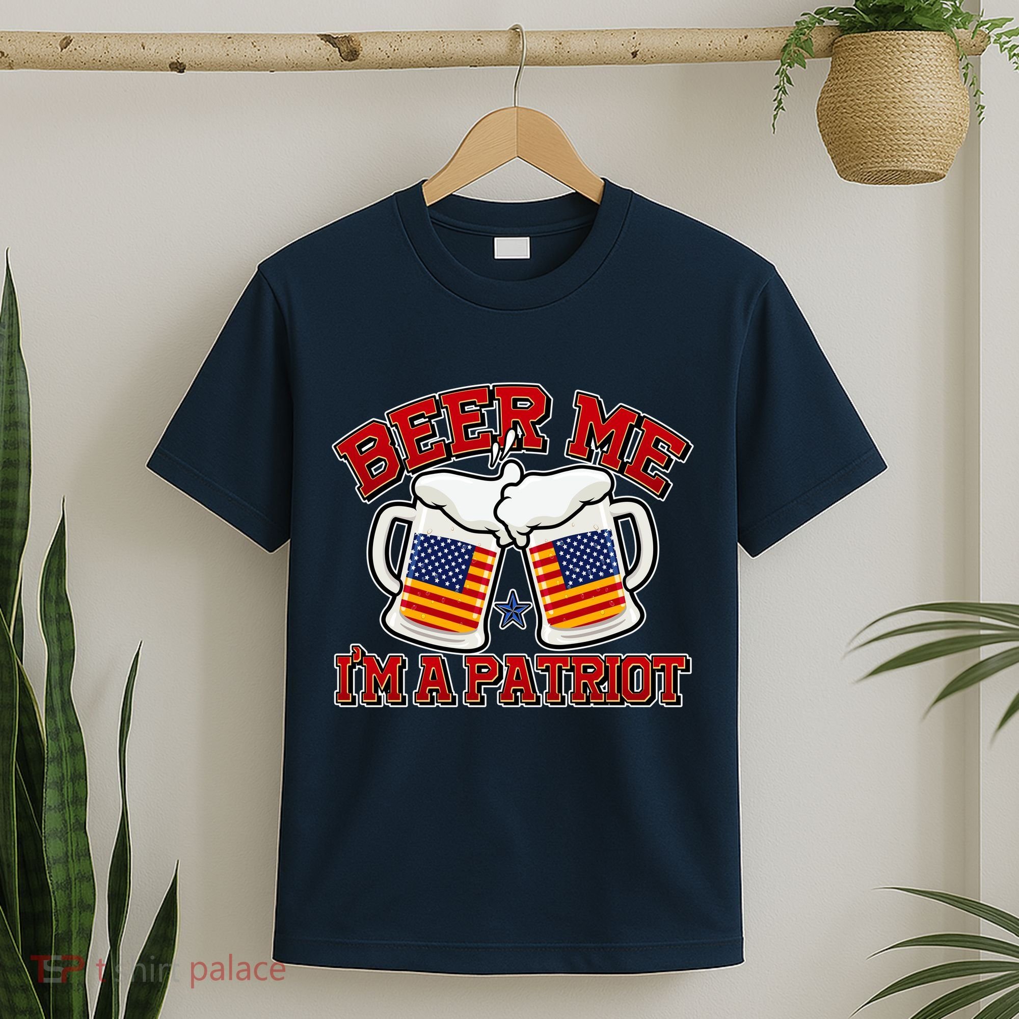 Beer Me I'm A Patriot USA Flag Beer Mugs T-Shirt
