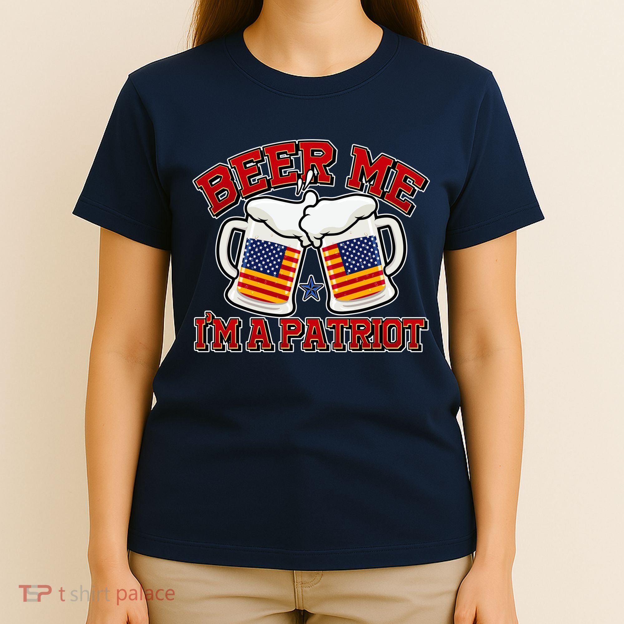 Beer Me I'm A Patriot USA Flag Beer Mugs T-Shirt