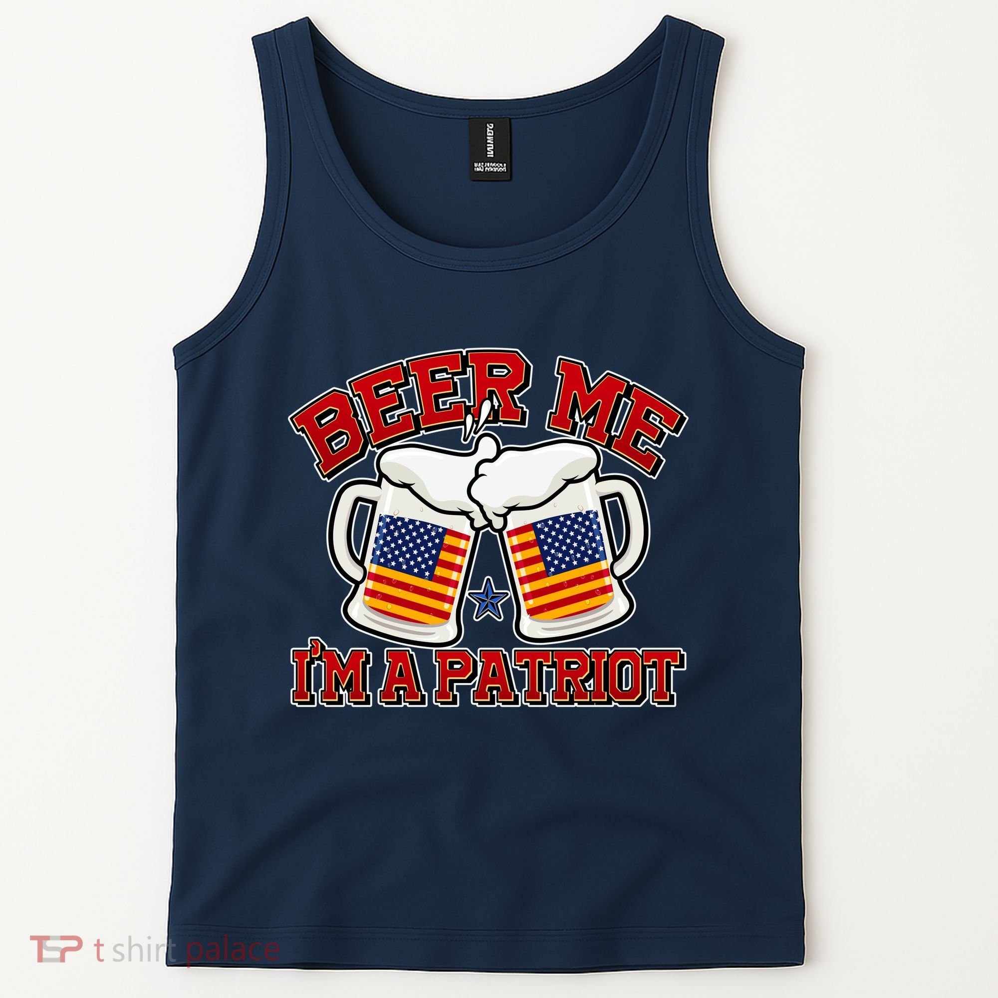 Beer Me I'm A Patriot USA Flag Beer Mugs Tank Top