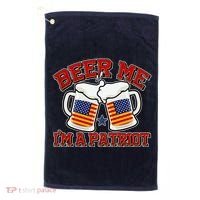 Beer Me I'm A Patriot USA Flag Beer Mugs Golf Towel thumb 0