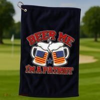 Beer Me I'm A Patriot USA Flag Beer Mugs Golf Towel thumb 1