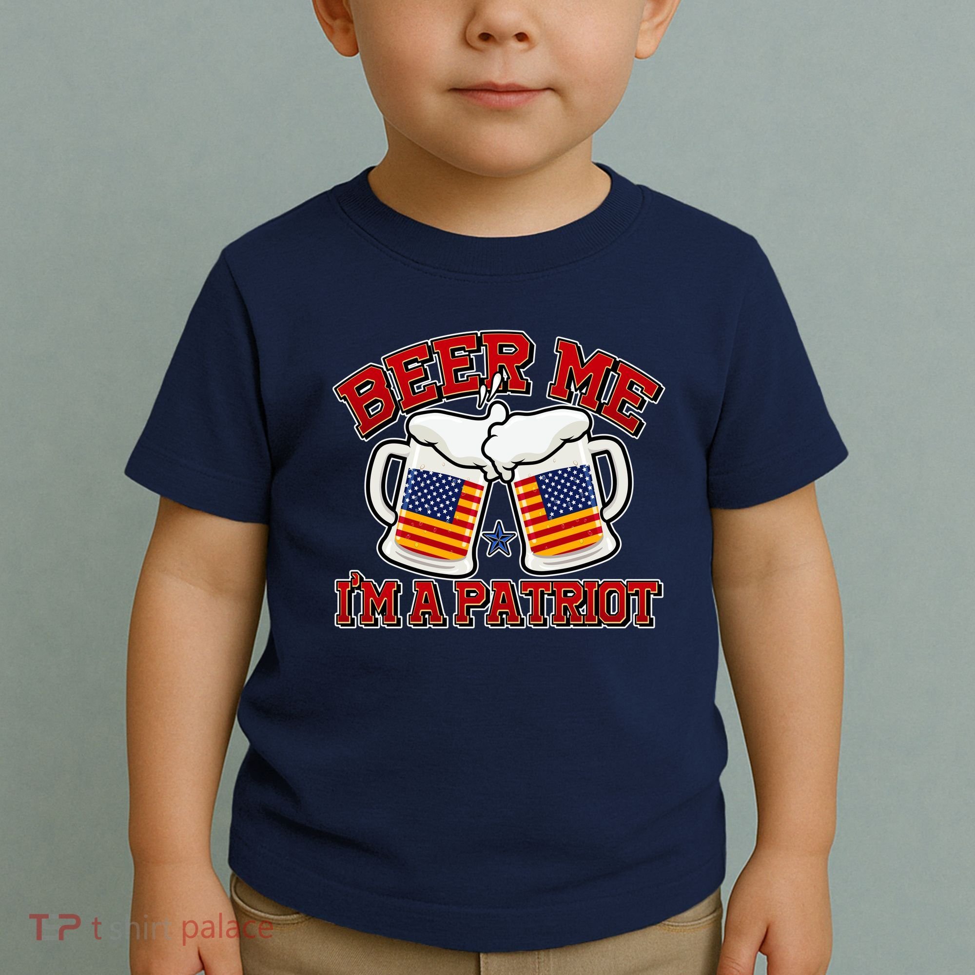 Beer Me I'm A Patriot USA Flag Beer Mugs Toddler T-Shirt