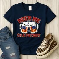 Beer Me I'm A Patriot USA Flag Beer Mugs Women's T-Shirt thumb 3