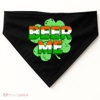 Beer Me St. Patrick's Day Irish Flag Clover USA-Made Doggie Bandana thumb 0