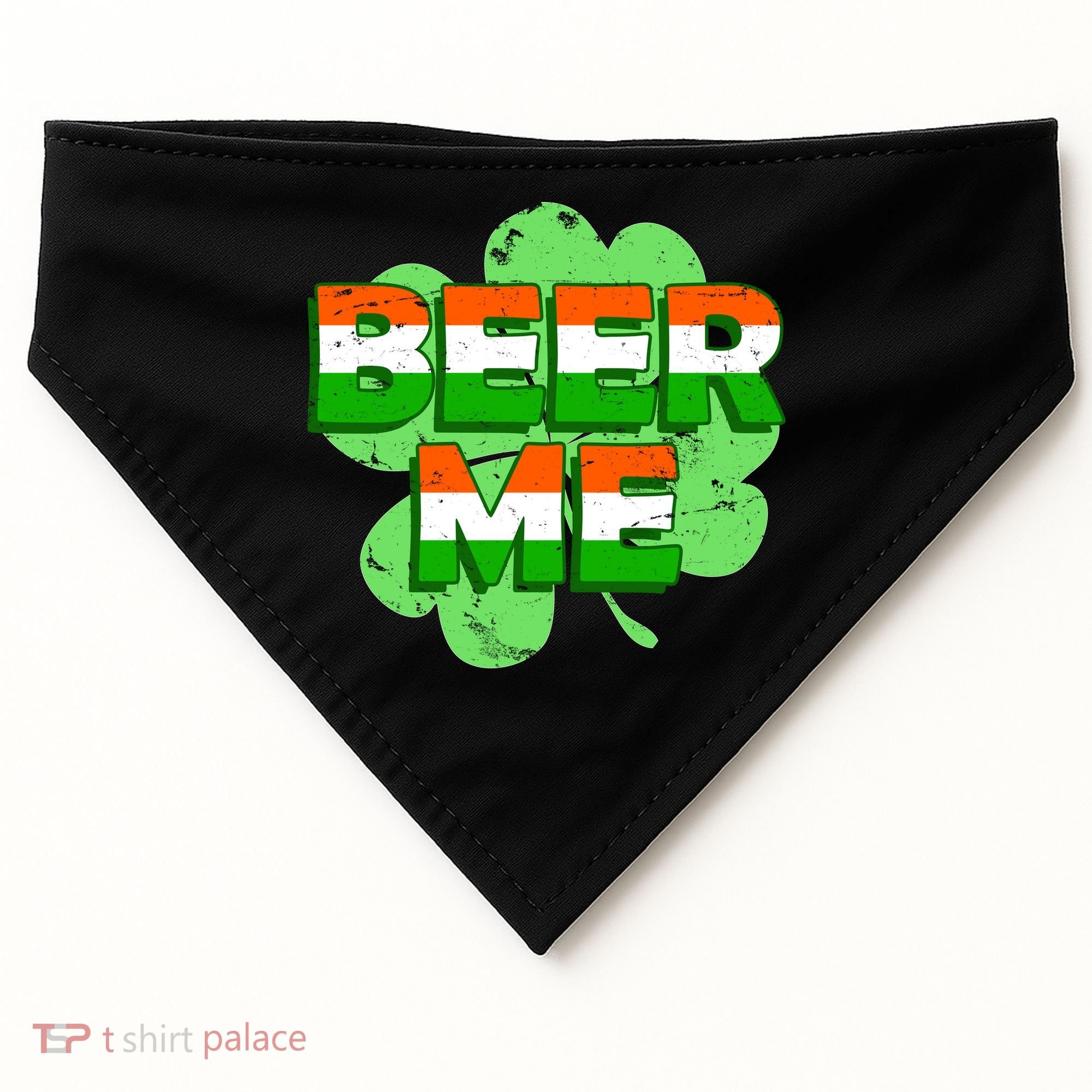 Beer Me St. Patrick's Day Irish Flag Clover USA-Made Doggie Bandana