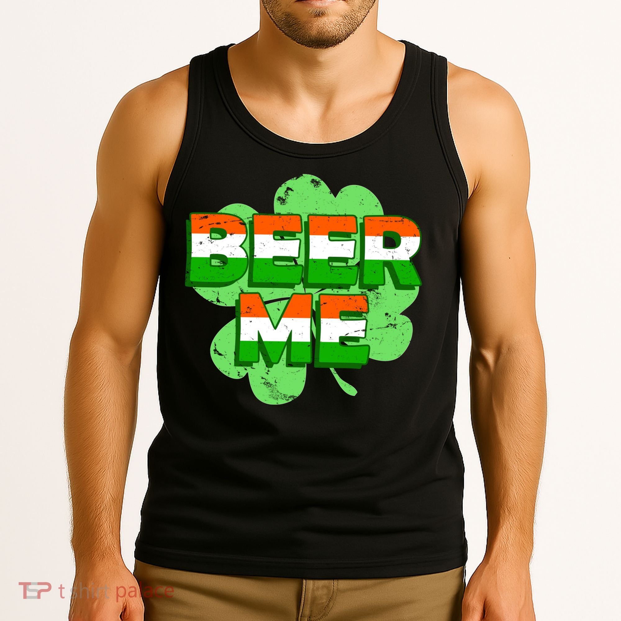 Beer Me St. Patrick's Day Irish Flag Clover Tank Top