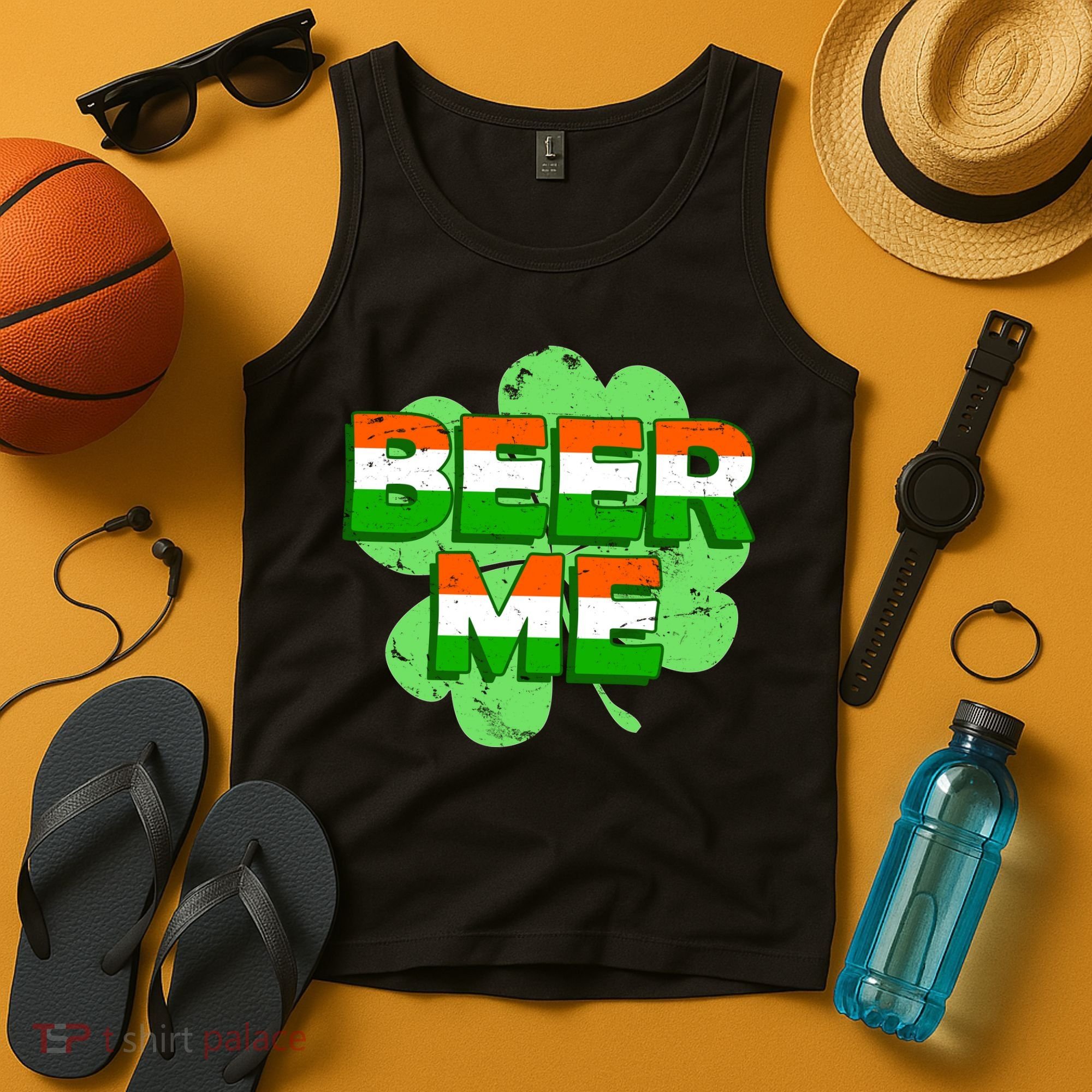 Beer Me St. Patrick's Day Irish Flag Clover Tank Top