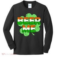 Beer Me St. Patrick's Day Irish Flag Clover Kids Long Sleeve Shirt thumb 0