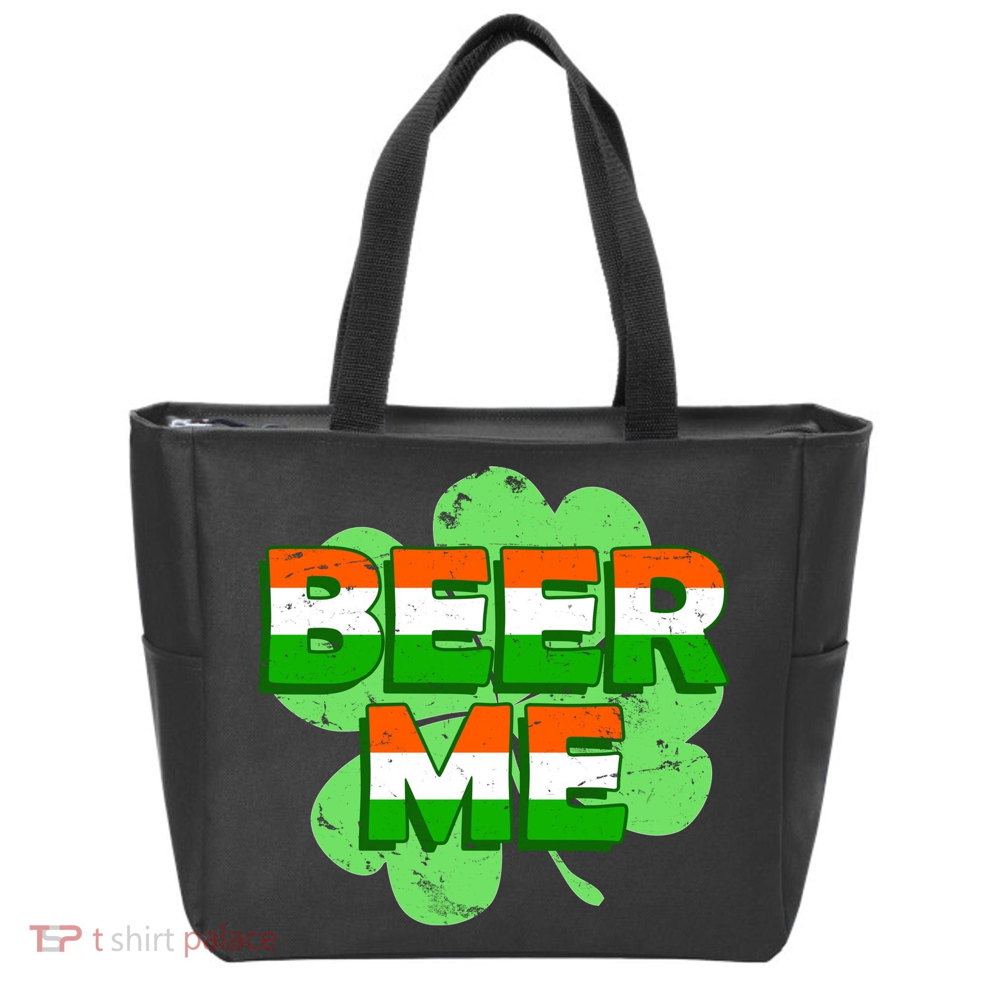 Beer Me St. Patrick's Day Irish Flag Clover Tote Bag