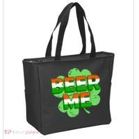 Beer Me St. Patrick's Day Irish Flag Clover Tote Bag thumb 2