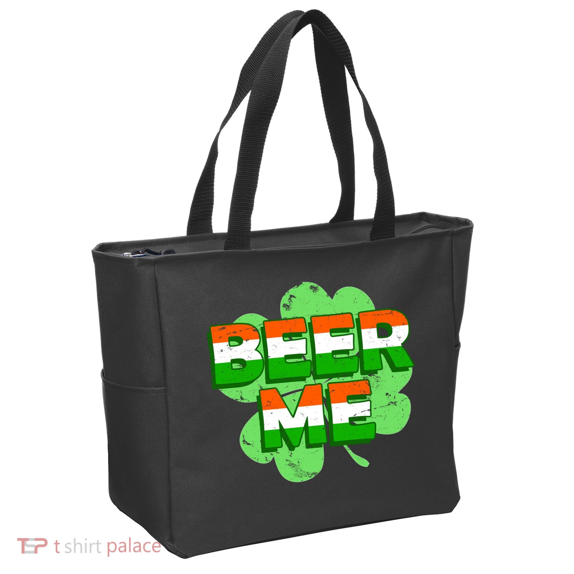 Beer Me St. Patrick's Day Irish Flag Clover Tote Bag