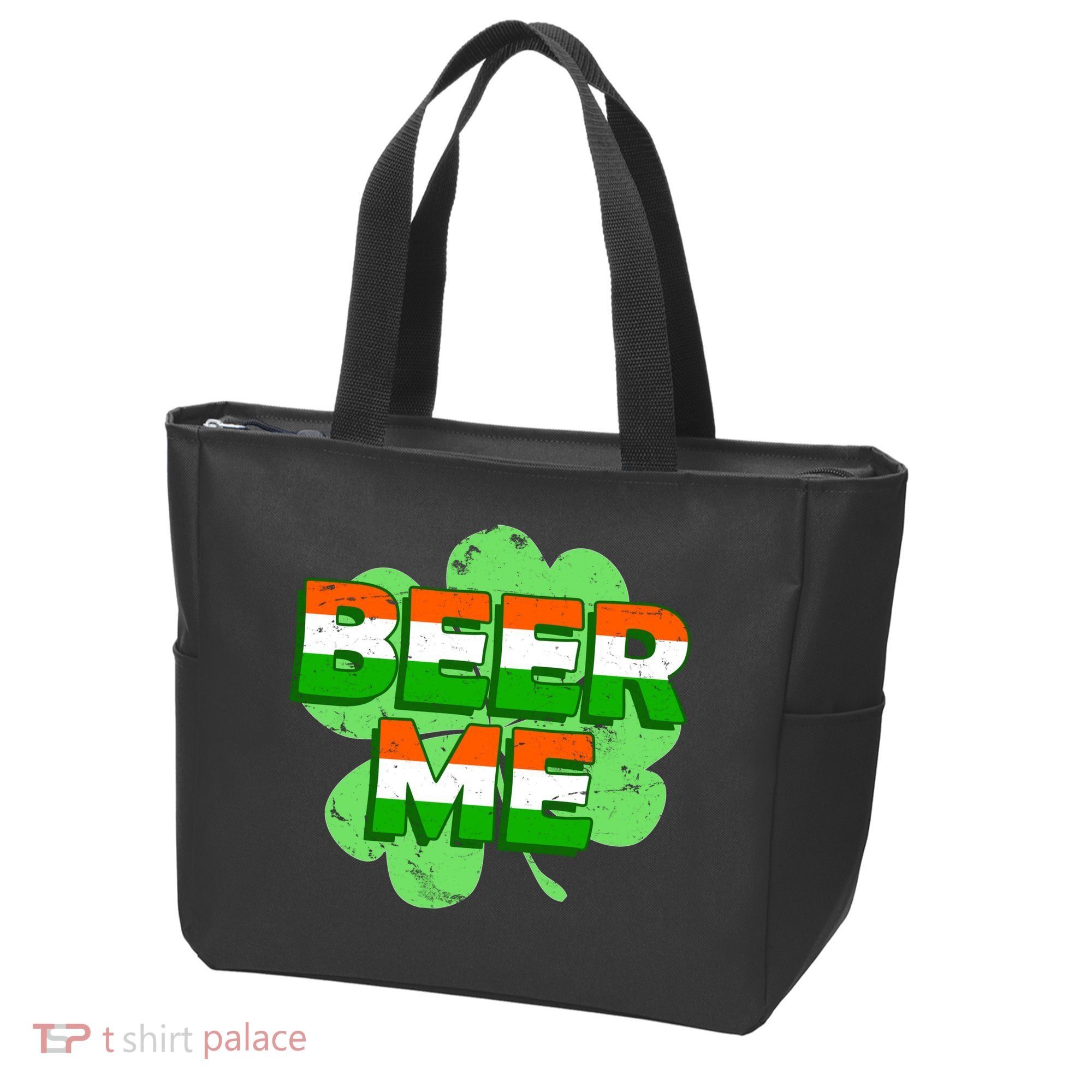 Beer Me St. Patrick's Day Irish Flag Clover Tote Bag