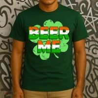 Beer Me St. Patrick's Day Irish Flag Clover T-Shirt thumb 3