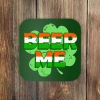 Beer Me St. Patrick's Day Irish Flag Clover Coaster thumb 0