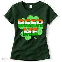 Beer Me St. Patrick's Day Irish Flag Clover Women's T-Shirt thumb 0