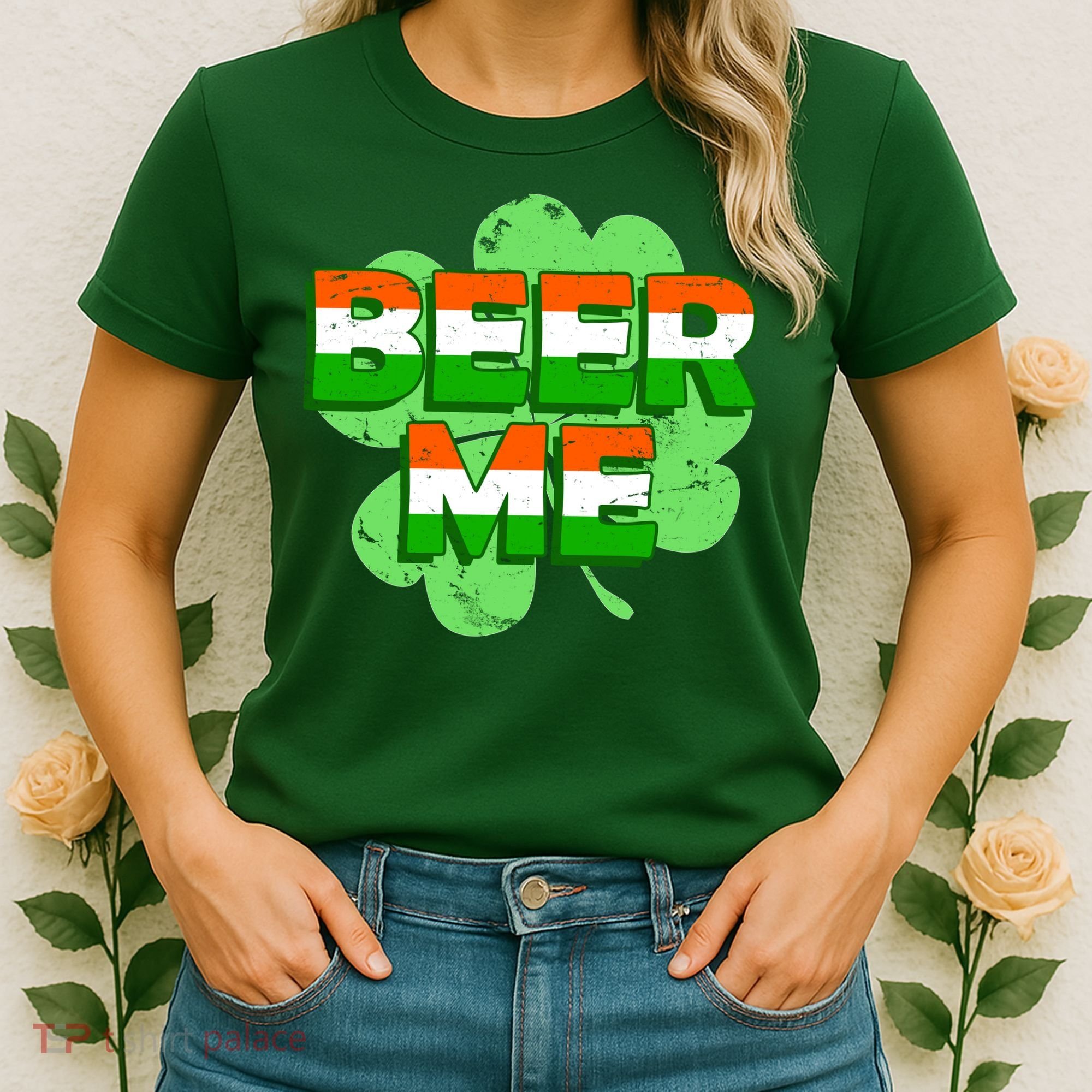 Beer Me St. Patrick's Day Irish Flag Clover Women's T-Shirt