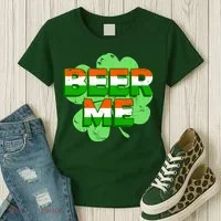 Beer Me St. Patrick's Day Irish Flag Clover Women's T-Shirt thumb 3