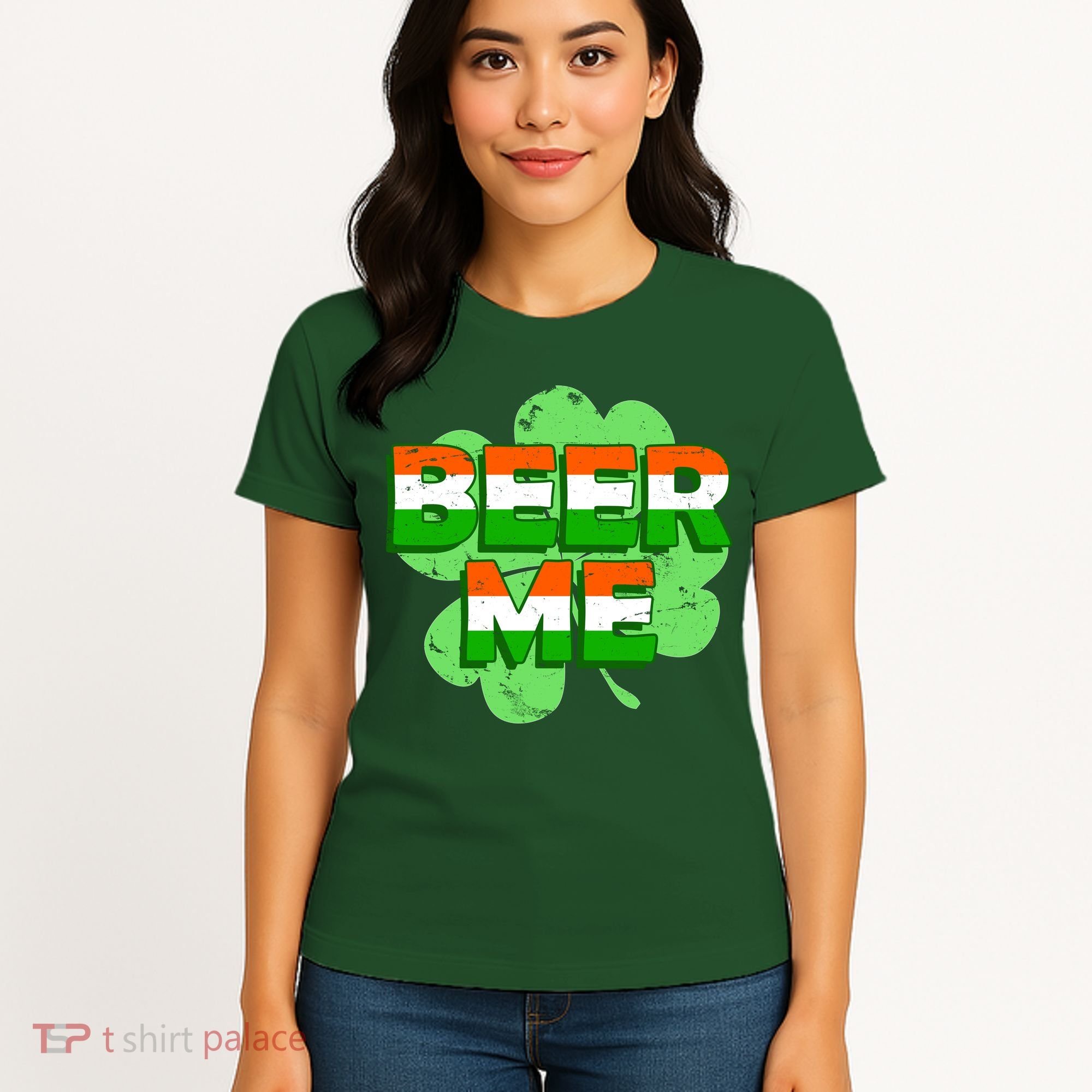 Beer Me St. Patrick's Day Irish Flag Clover Women's T-Shirt