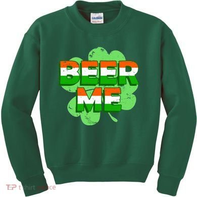 Beer Me St. Patrick's Day Irish Flag Clover Kids Sweatshirt