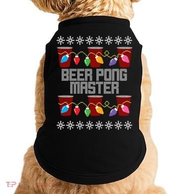 Beer Pong Master Ugly Christmas Sweater Doggie Tank