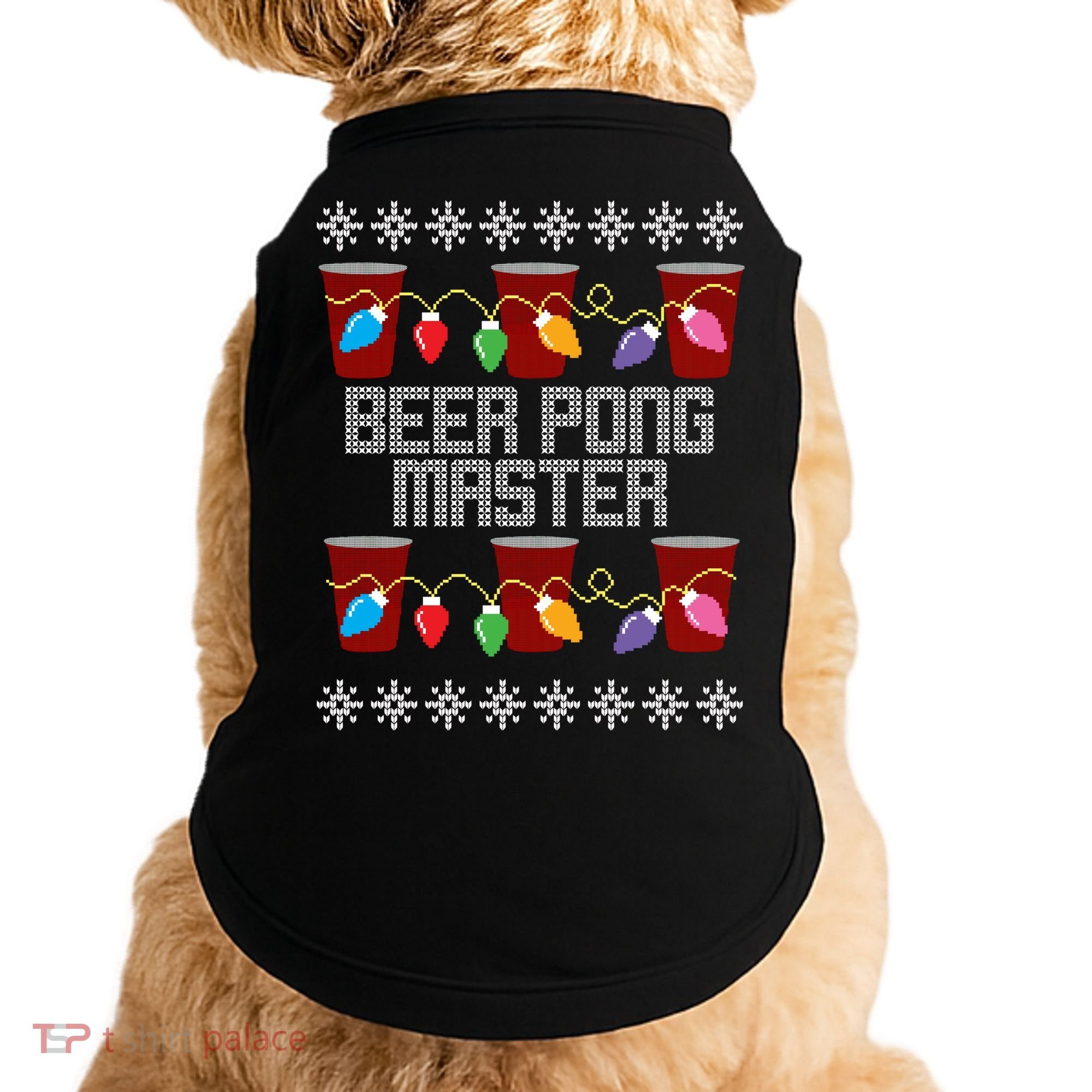 Beer Pong Master Ugly Christmas Sweater Doggie Tank