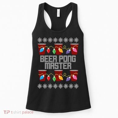 Beer Pong Master Ugly Christmas Sweater Women's Tank Top
