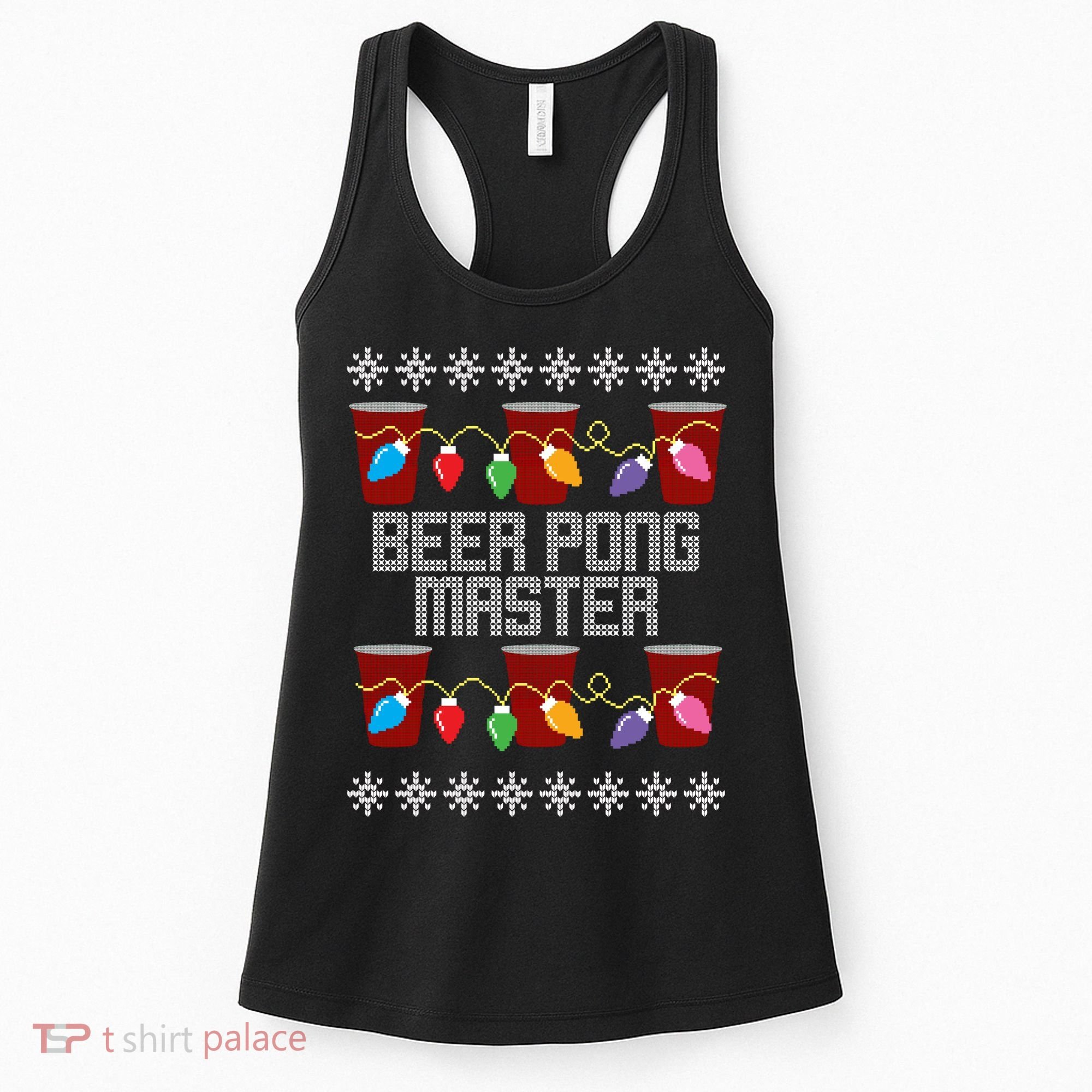 Beer Pong Master Ugly Christmas Sweater Women's Tank Top