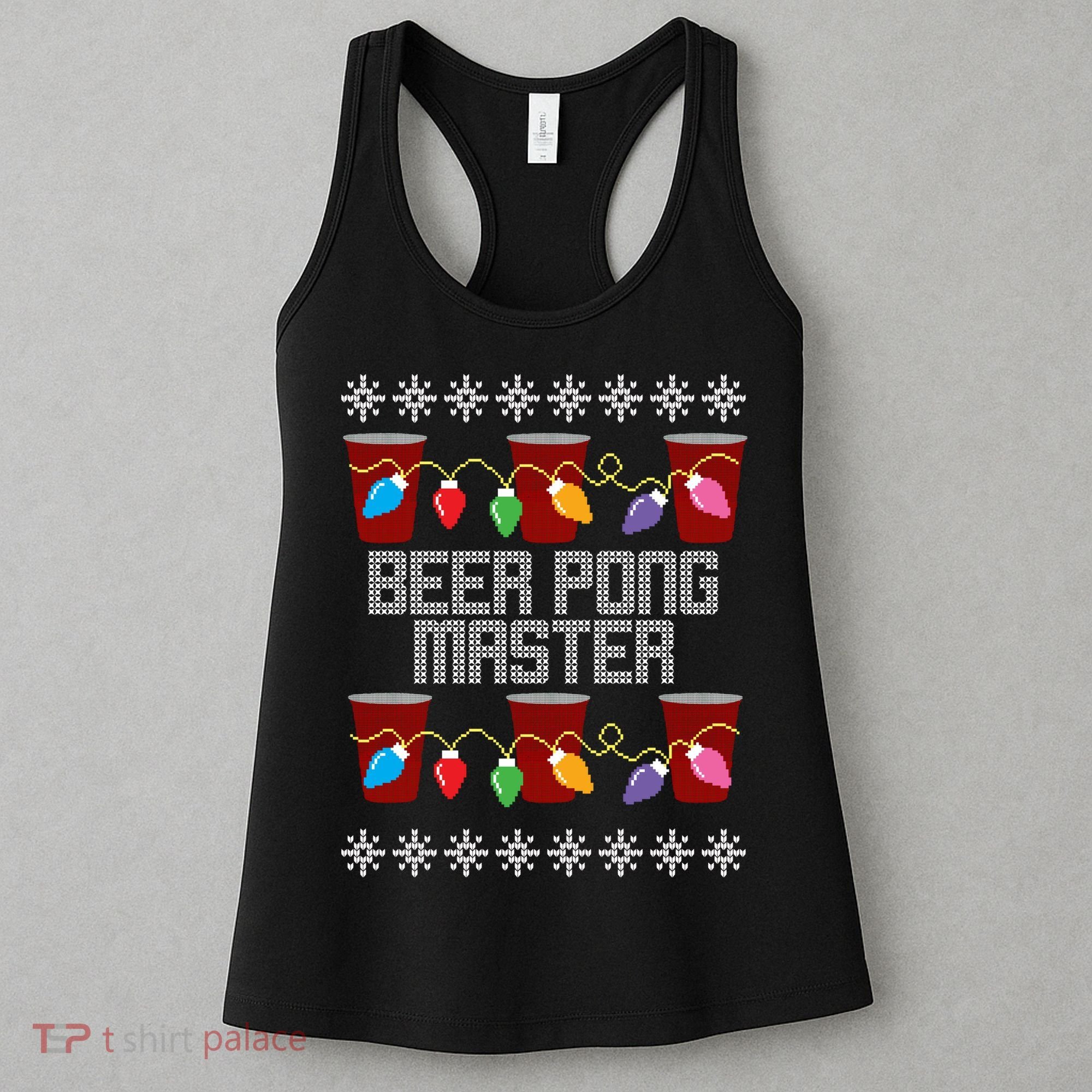 Beer Pong Master Ugly Christmas Sweater Women's Tank Top