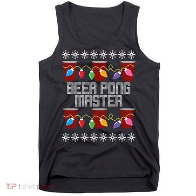 Beer Pong Master Ugly Christmas Sweater Tank Top