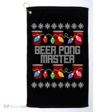 Beer Pong Master Ugly Christmas Sweater Golf Towel