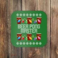 Beer Pong Master Ugly Christmas Sweater Coaster thumb 0