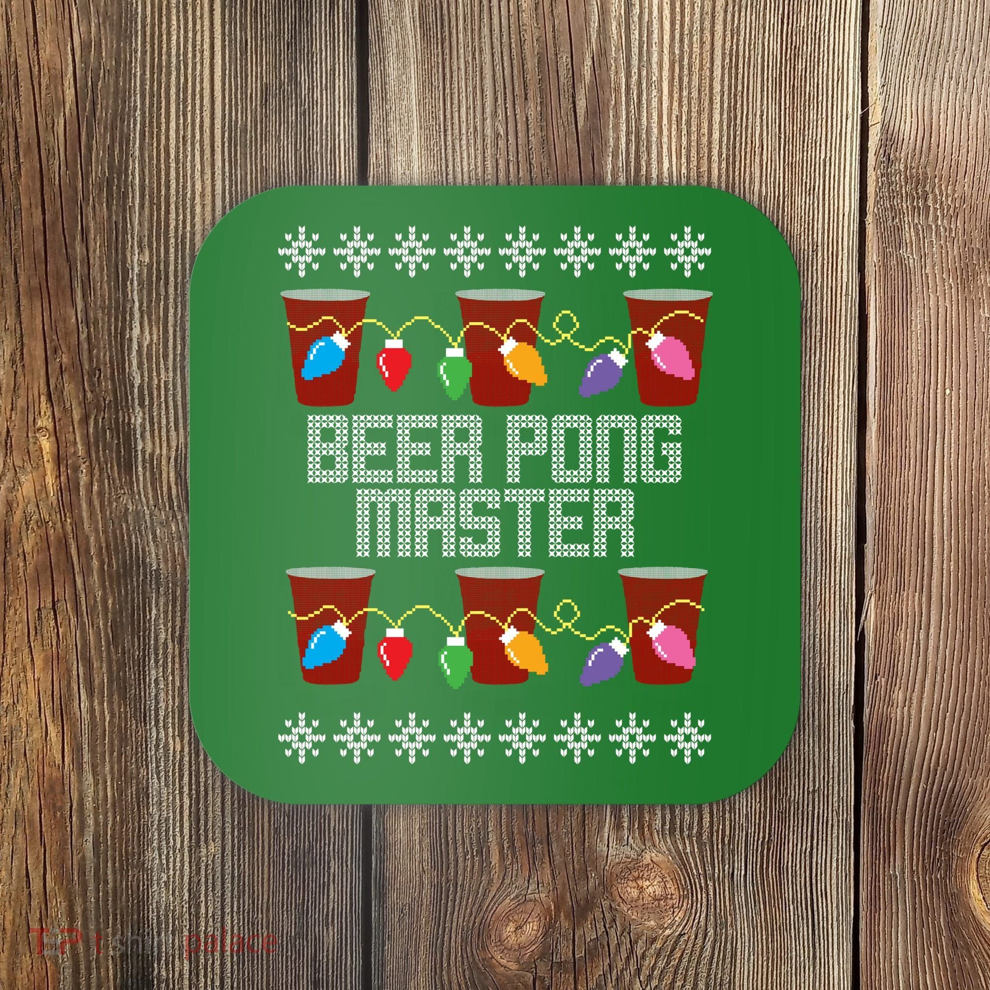 Beer Pong Master Ugly Christmas Sweater Coaster