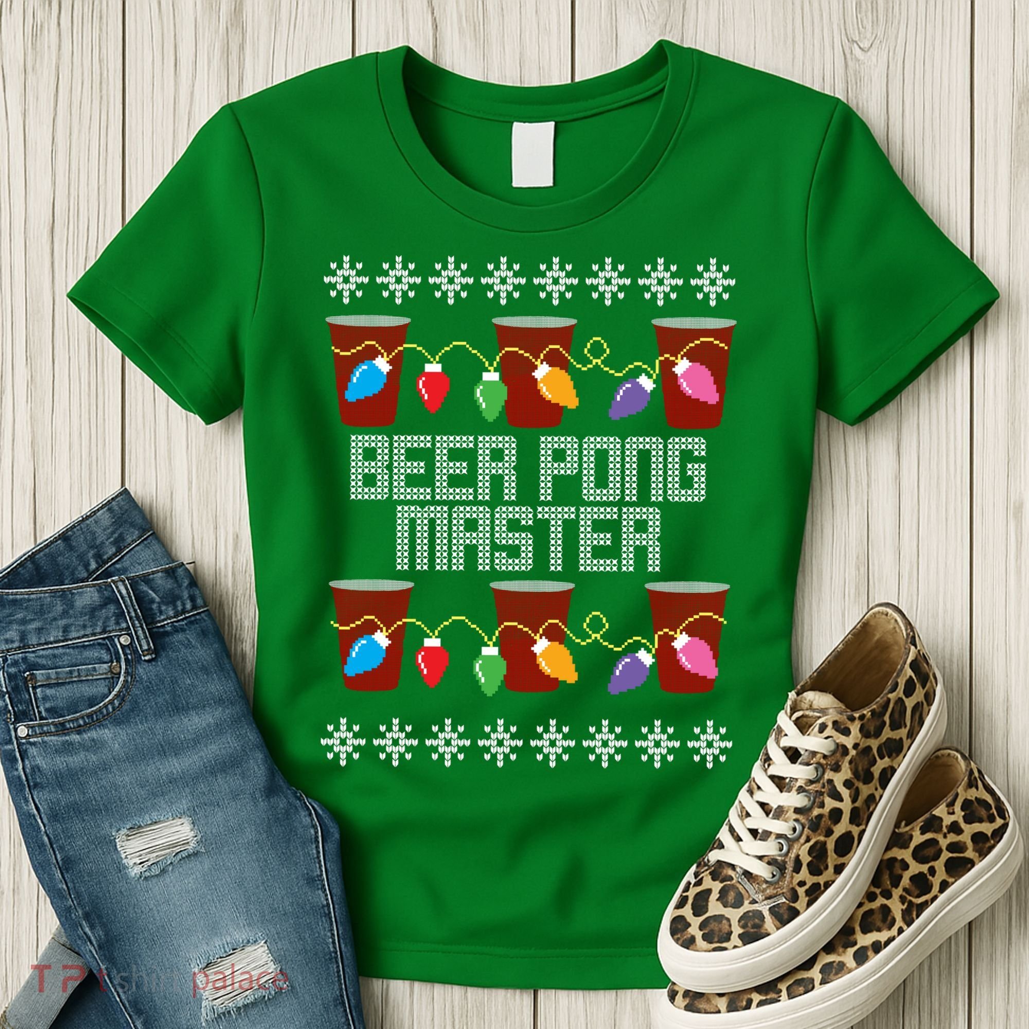 Beer Pong Master Ugly Christmas Sweater Women's T-Shirt