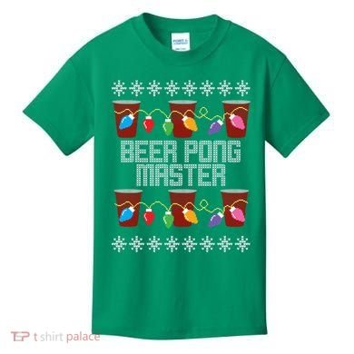 Beer Pong Master Ugly Christmas Sweater Kids T-Shirt