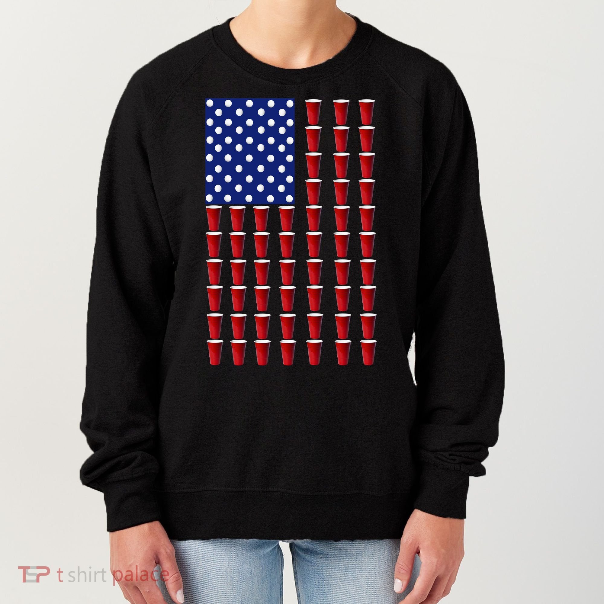 Beer Pong USA American Flag Women's Sweatshirt