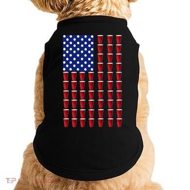 Beer Pong USA American Flag Doggie Tank