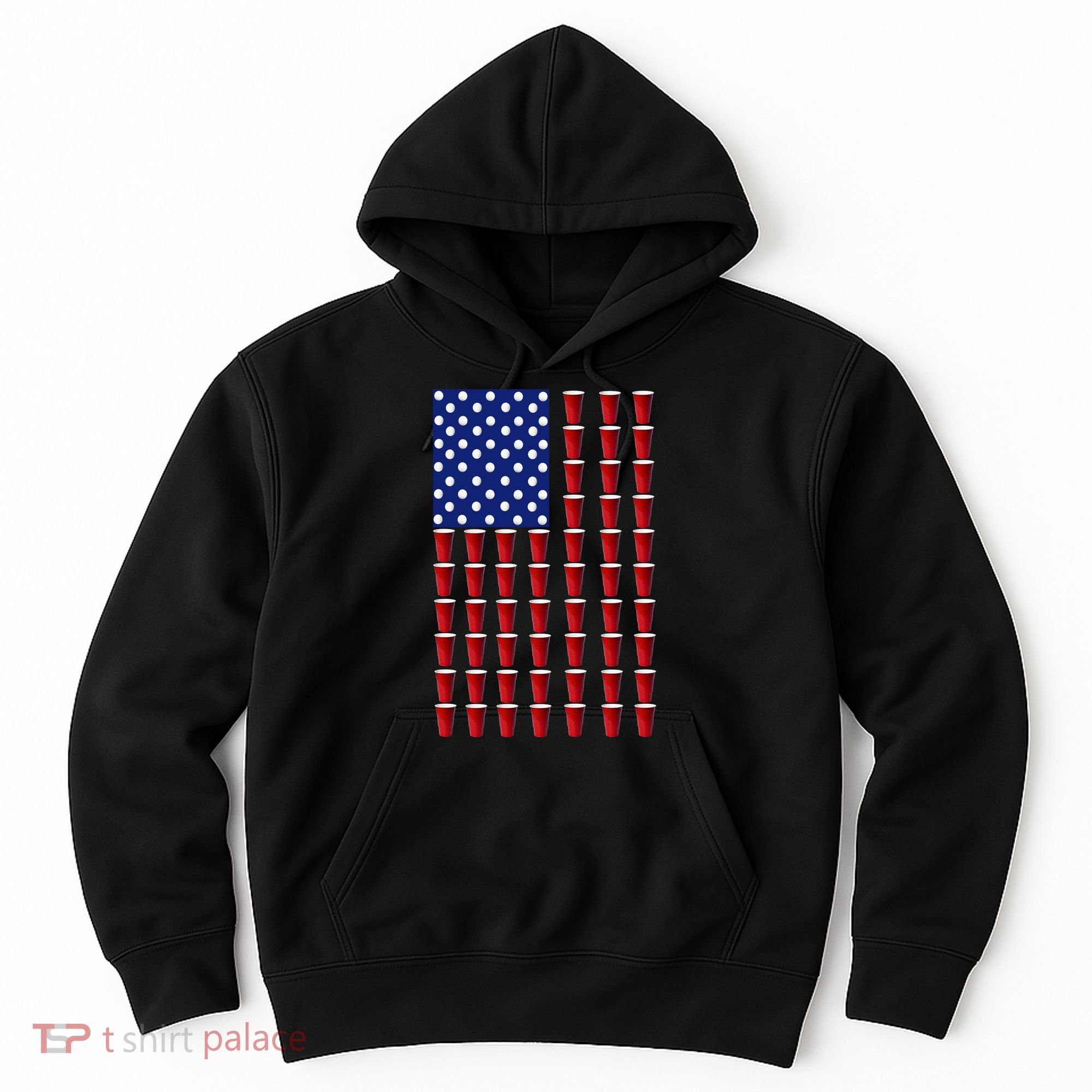 Beer Pong USA American Flag Hoodie