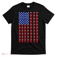 Beer Pong USA American Flag T-Shirt thumb 0