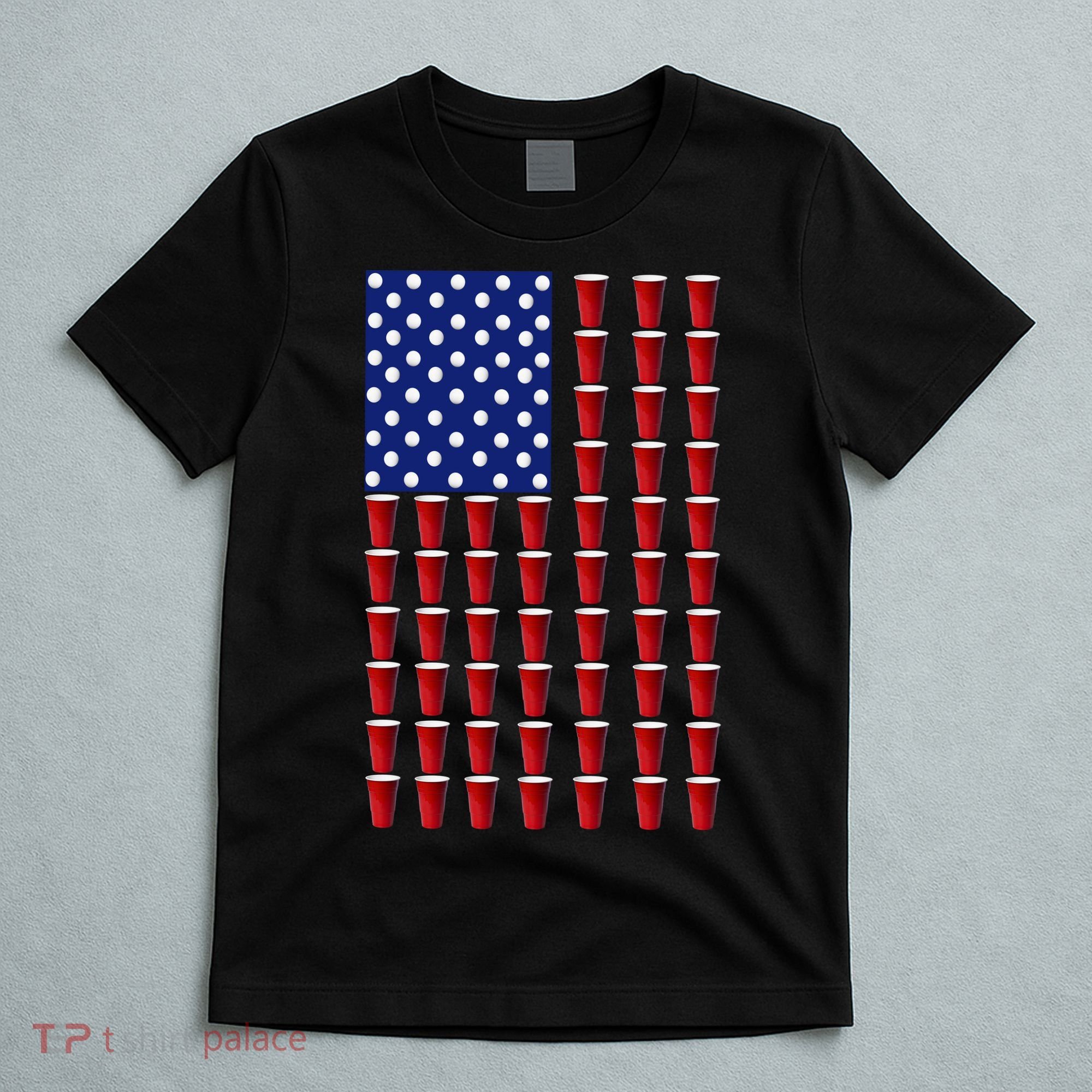 Beer Pong USA American Flag T-Shirt