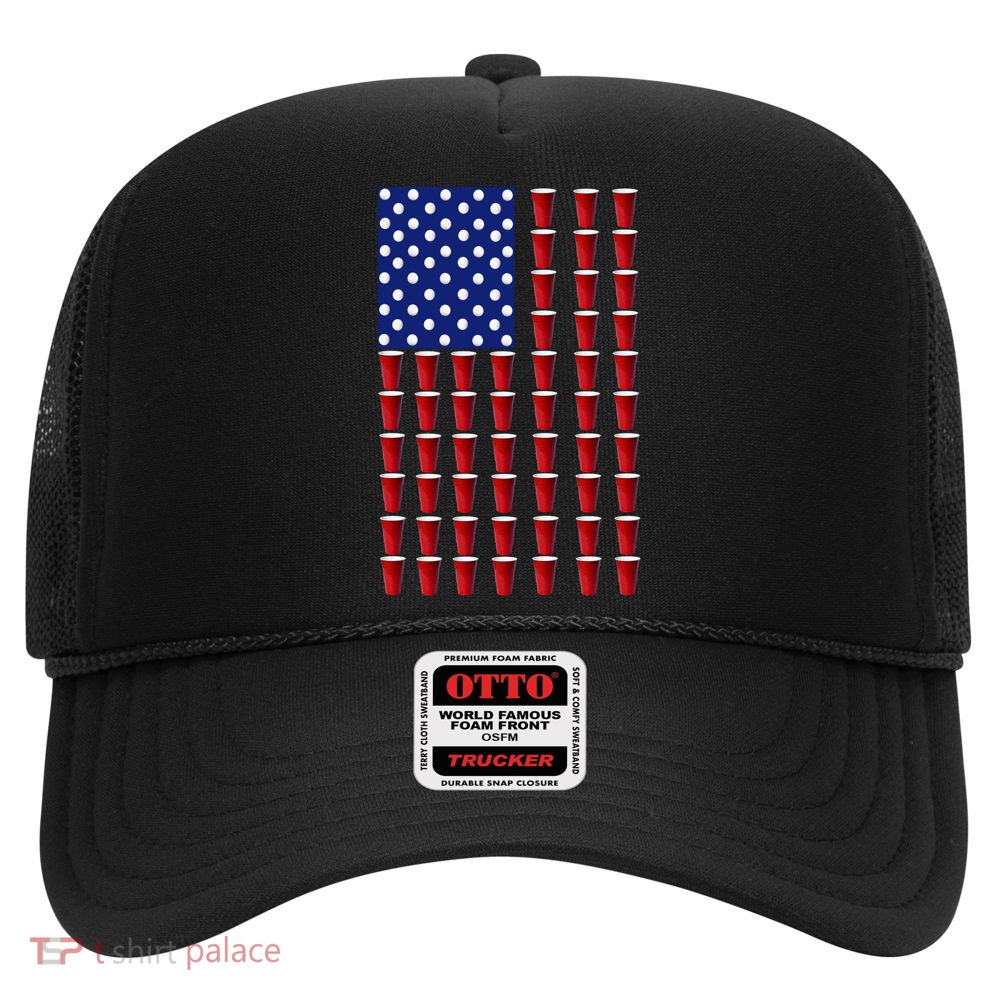 Beer Pong USA American Flag Hat