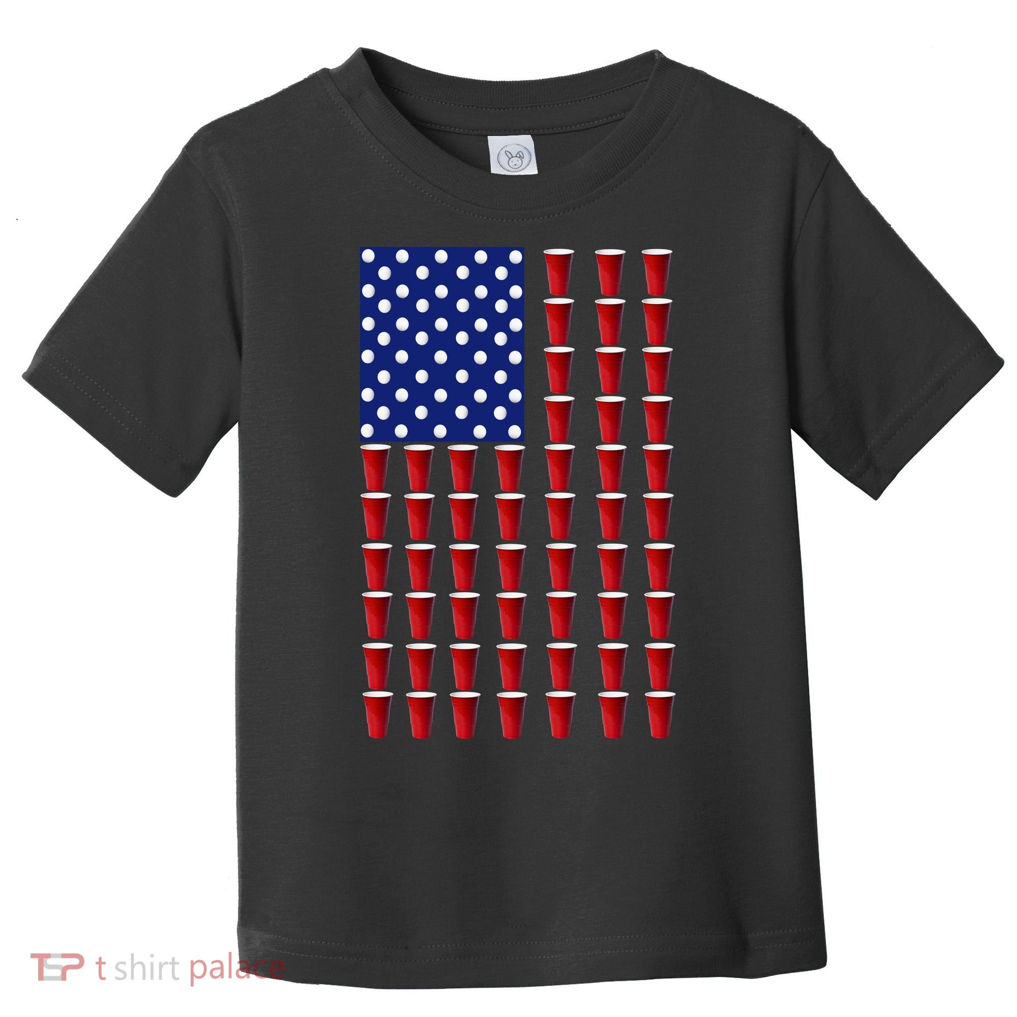 Beer Pong USA American Flag Toddler T-Shirt