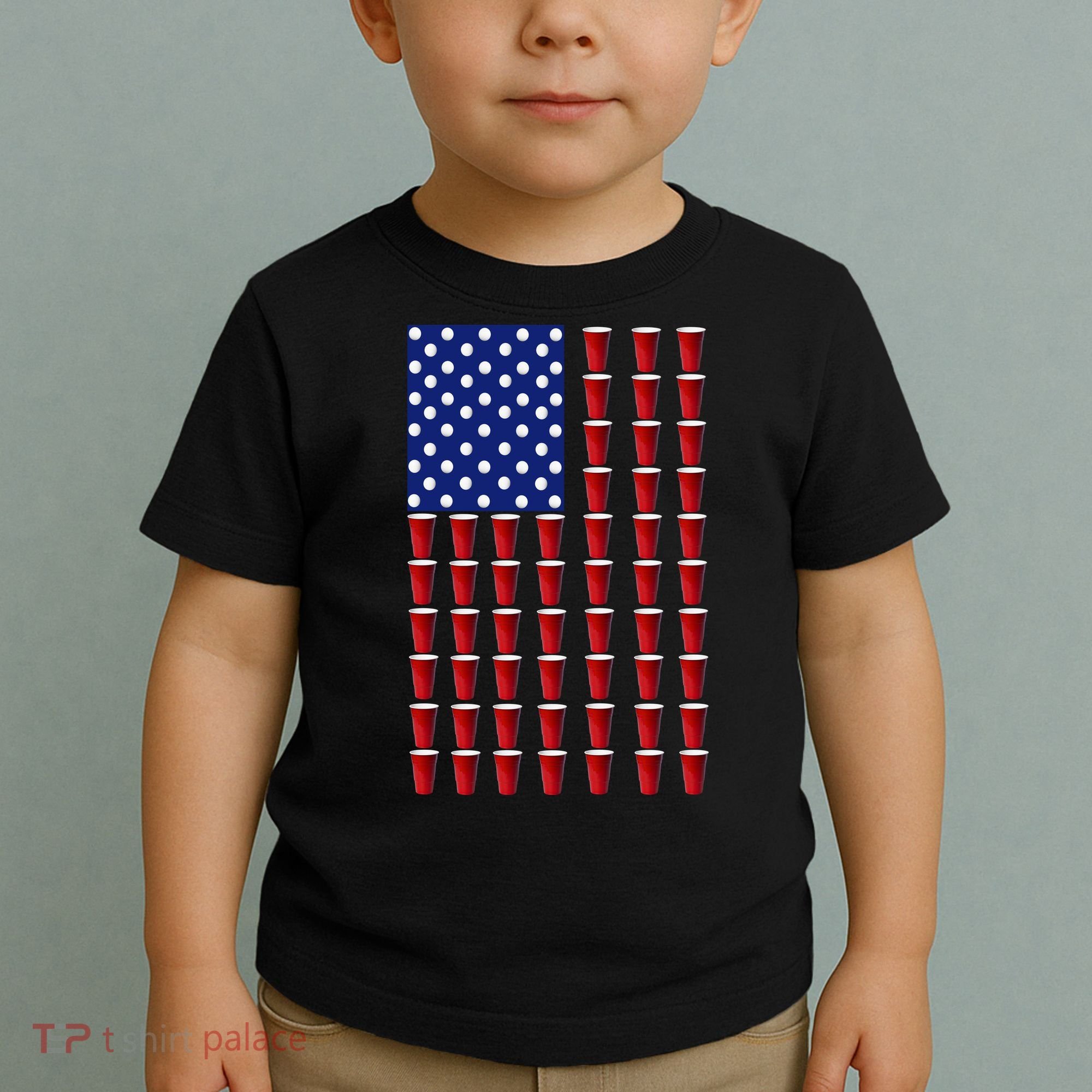 Beer Pong USA American Flag Toddler T-Shirt
