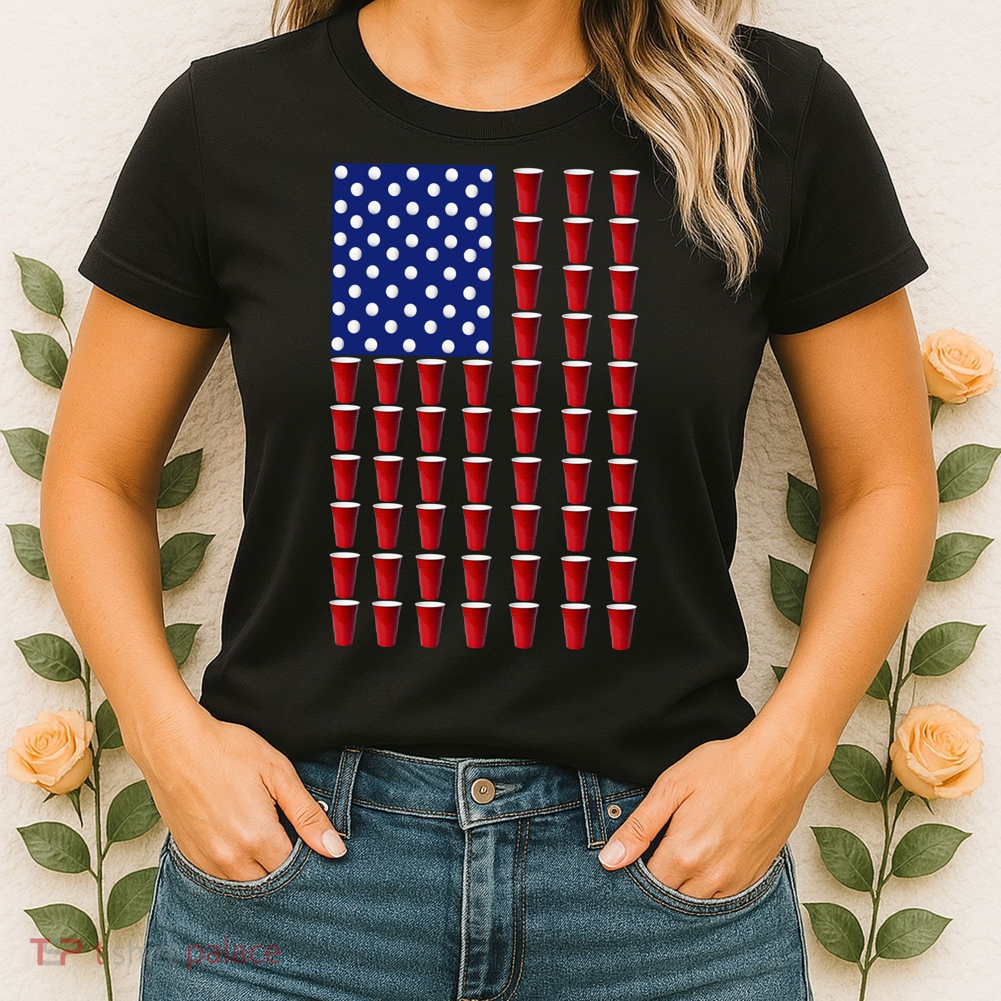 Beer Pong USA American Flag Women's T-Shirt