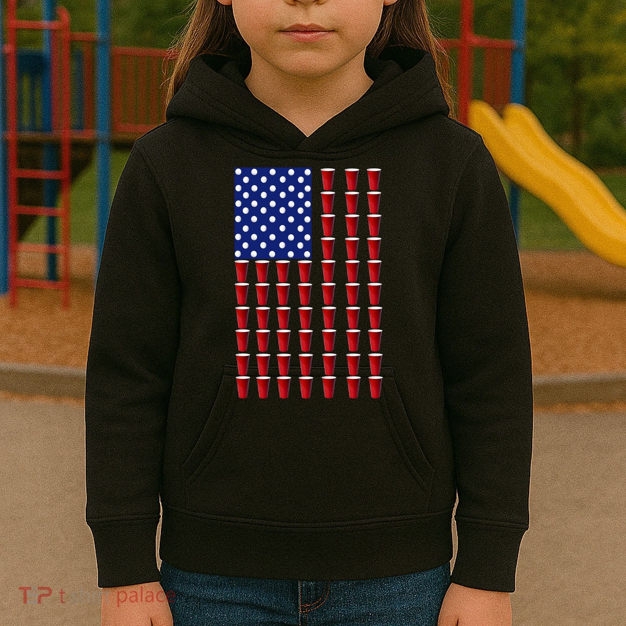 Beer Pong USA American Flag Kids Hoodie