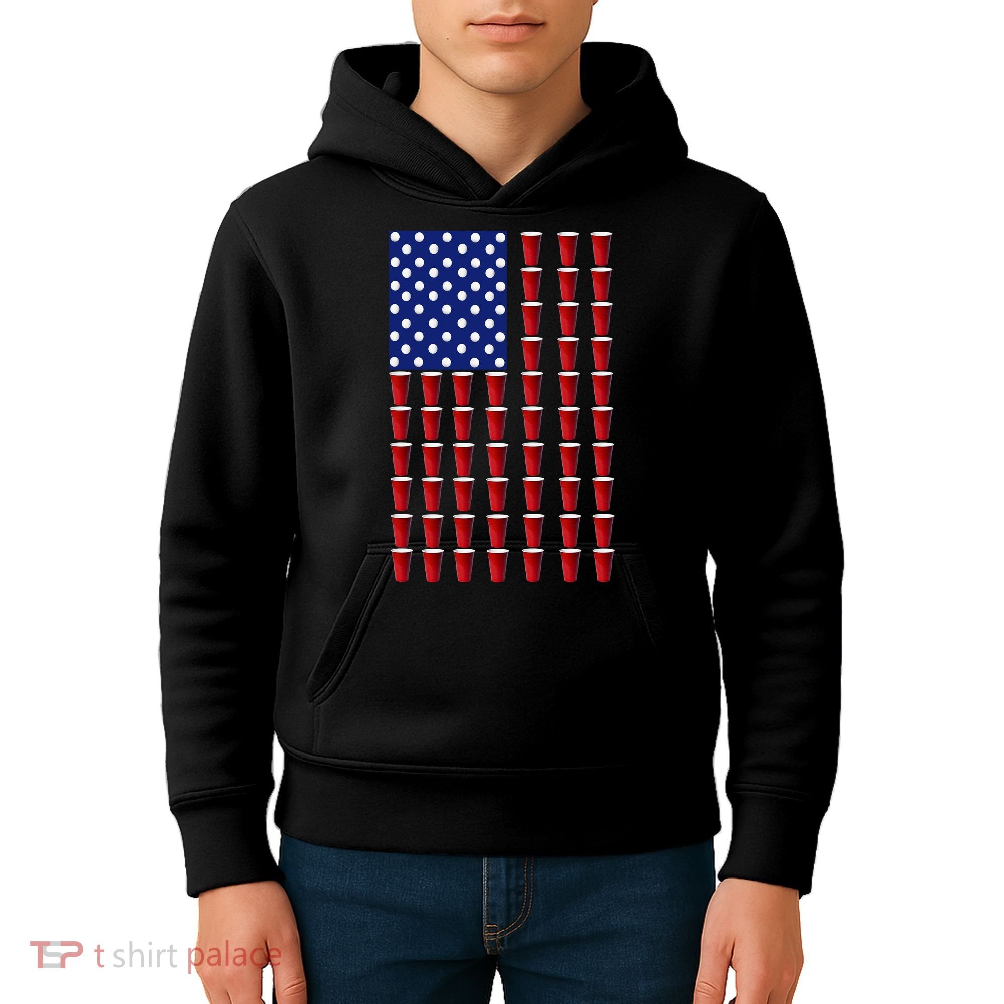 Beer Pong USA American Flag Kids Hoodie
