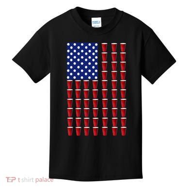 Beer Pong USA American Flag Kids T-Shirt