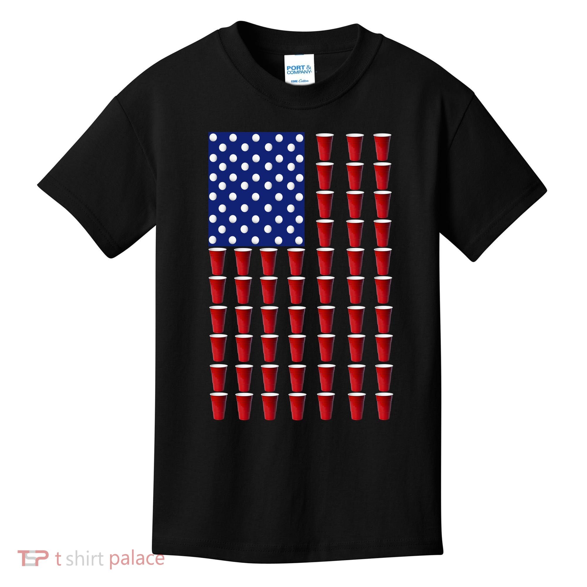 Beer Pong USA American Flag Kids T-Shirt