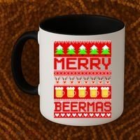 Beer Ugly Christmas Sweater Merry Beermas Coffee Mug thumb 2