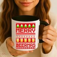 Beer Ugly Christmas Sweater Merry Beermas Coffee Mug thumb 3
