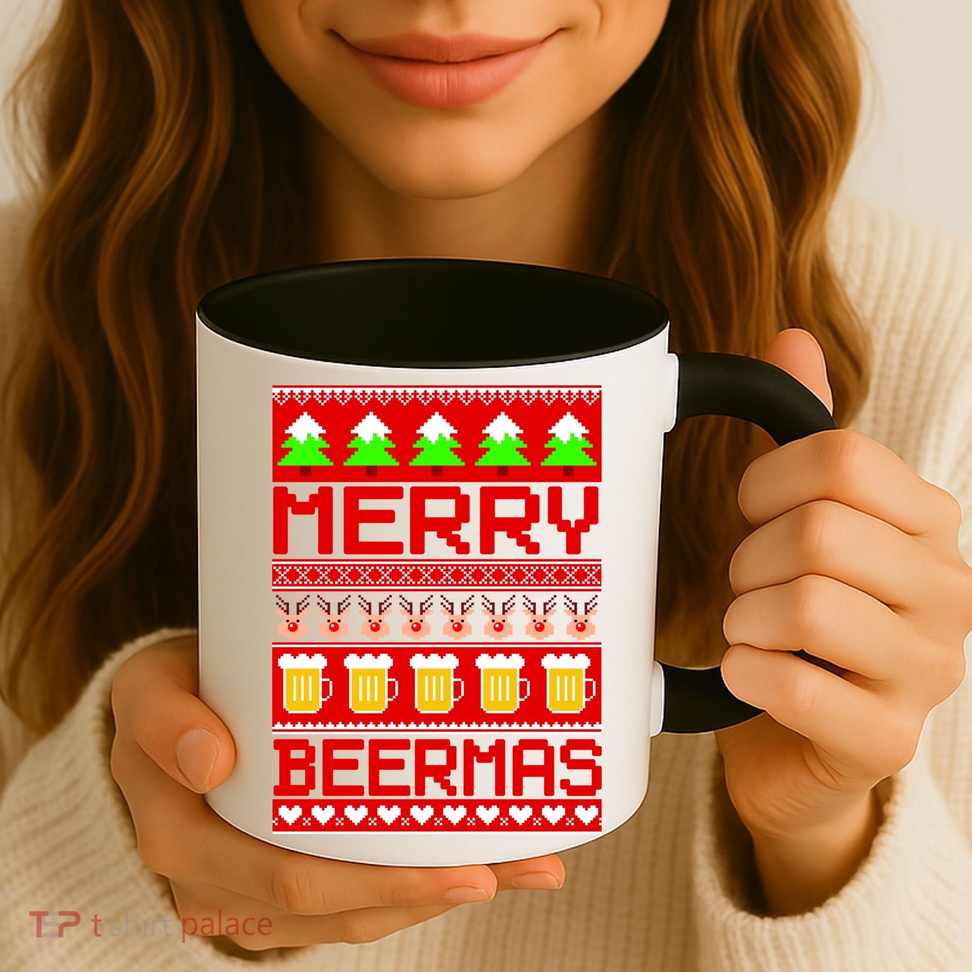 Beer Ugly Christmas Sweater Merry Beermas Coffee Mug